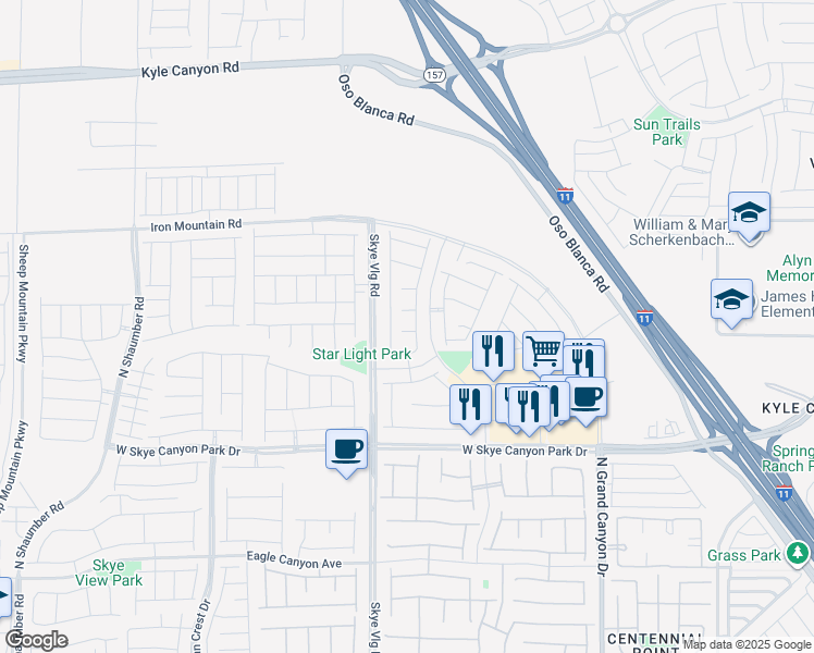 map of restaurants, bars, coffee shops, grocery stores, and more near 9974 Canyon Field Avenue in Las Vegas