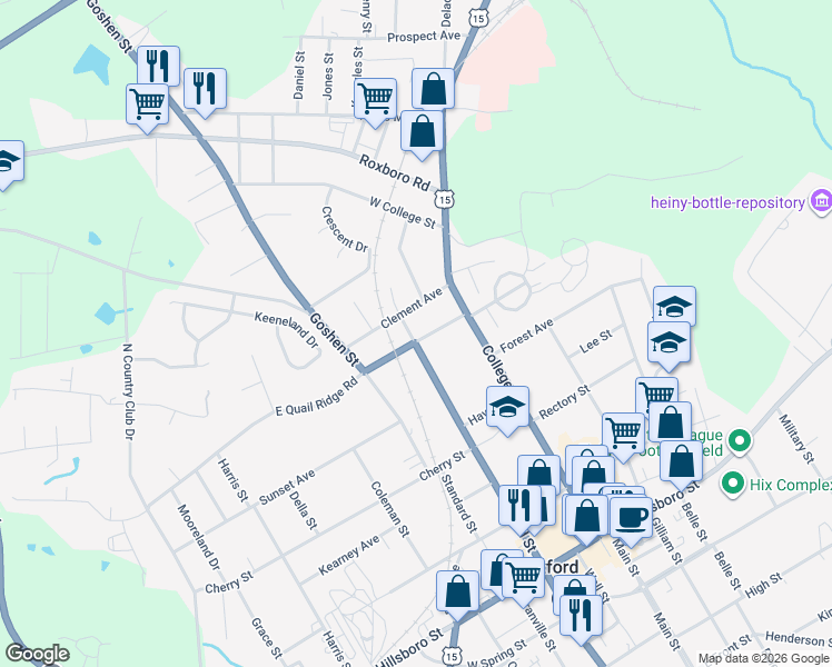 map of restaurants, bars, coffee shops, grocery stores, and more near 116 Alexander Avenue in Oxford