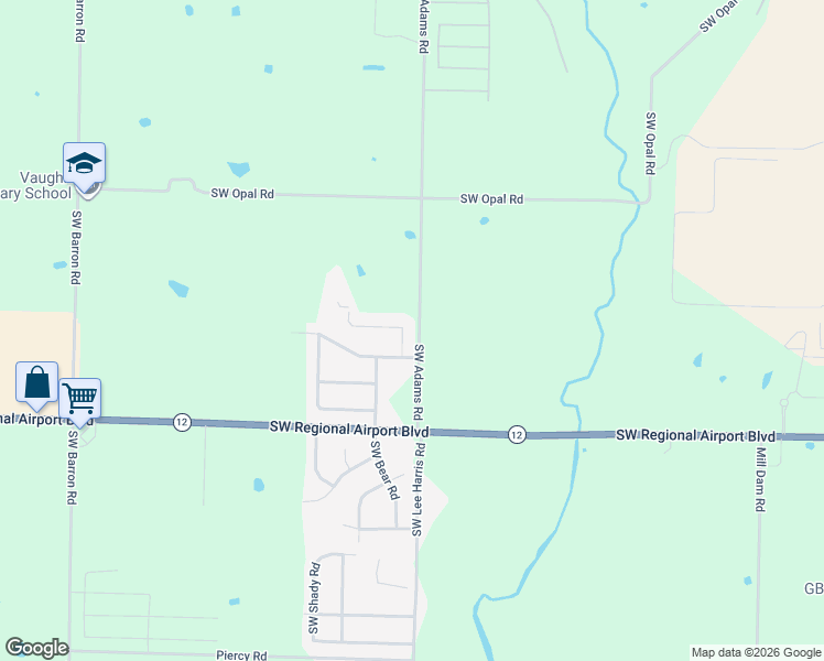 map of restaurants, bars, coffee shops, grocery stores, and more near 5578 Southwest Adams Road in Bentonville