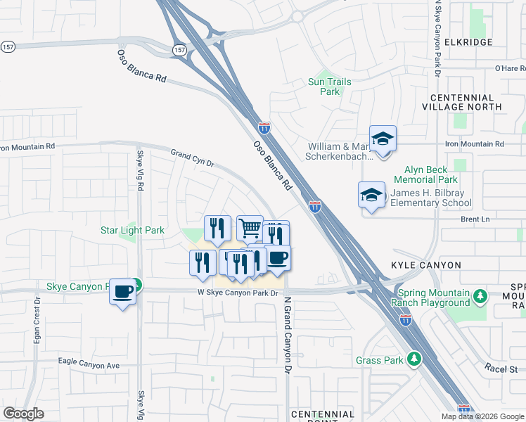 map of restaurants, bars, coffee shops, grocery stores, and more near 8846 Sasquatch Run Avenue in Las Vegas