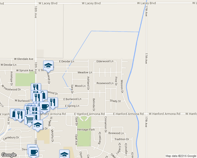 map of restaurants, bars, coffee shops, grocery stores, and more near 1321 Palm Court in Lemoore