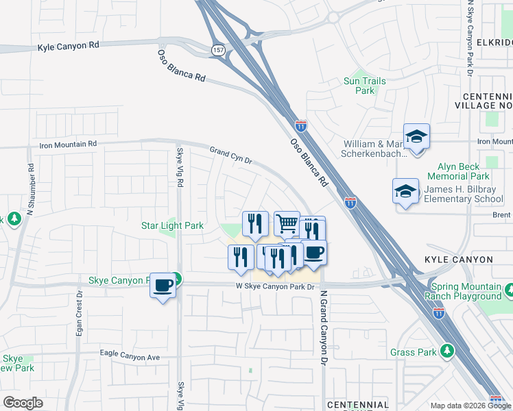 map of restaurants, bars, coffee shops, grocery stores, and more near in Las Vegas