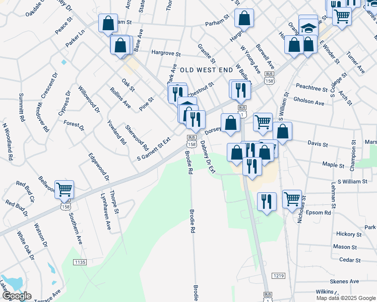 map of restaurants, bars, coffee shops, grocery stores, and more near 115 Brodie Road in Henderson