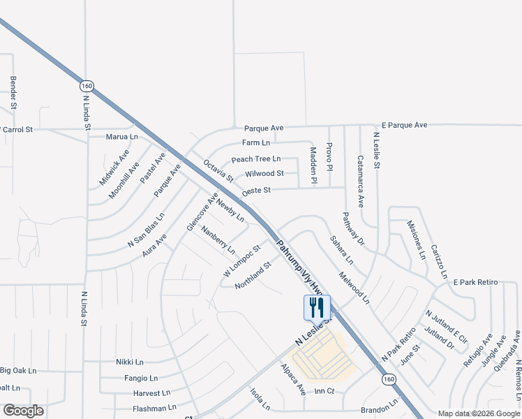 map of restaurants, bars, coffee shops, grocery stores, and more near 6681 Nevada 160 in Pahrump