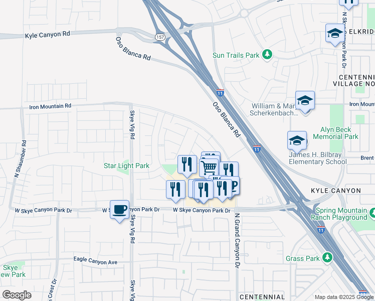 map of restaurants, bars, coffee shops, grocery stores, and more near in Las Vegas