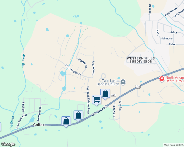 map of restaurants, bars, coffee shops, grocery stores, and more near 74 Turnberry Court in Mountain Home