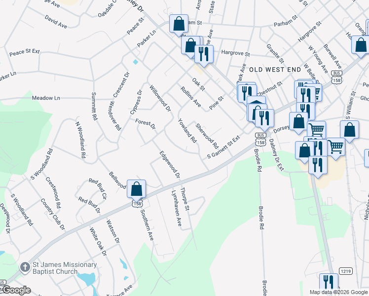 map of restaurants, bars, coffee shops, grocery stores, and more near 216 Willowood Drive in Henderson