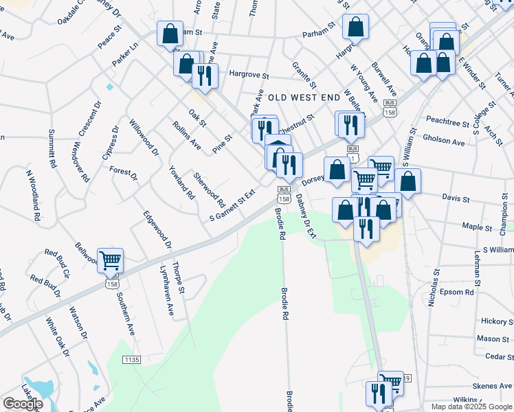 map of restaurants, bars, coffee shops, grocery stores, and more near 1460 Oxford Road in Henderson
