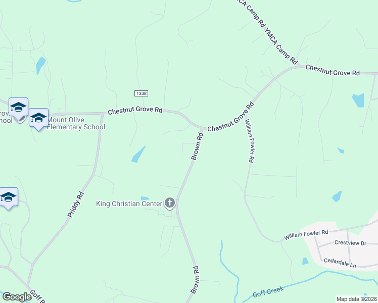 map of restaurants, bars, coffee shops, grocery stores, and more near 1119 Brown Road in King