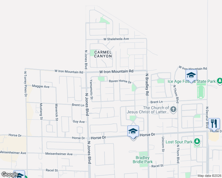 map of restaurants, bars, coffee shops, grocery stores, and more near 5820 Hoop Land Valley Court in Las Vegas