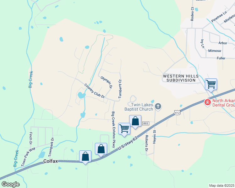 map of restaurants, bars, coffee shops, grocery stores, and more near 74 Turnberry Court in Mountain Home