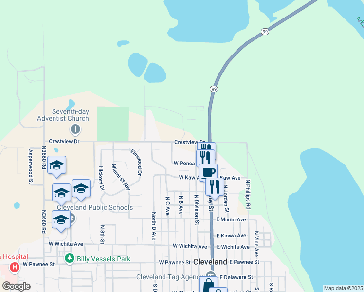 map of restaurants, bars, coffee shops, grocery stores, and more near 900 North Division Street in Cleveland