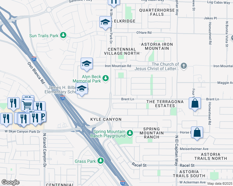 map of restaurants, bars, coffee shops, grocery stores, and more near 8904 Rendon Street in Las Vegas