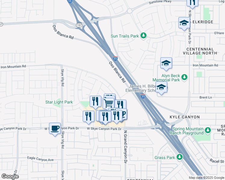 map of restaurants, bars, coffee shops, grocery stores, and more near 8866 Sasquatch Run Avenue in Las Vegas