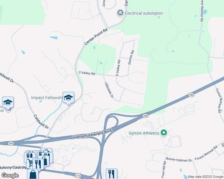 map of restaurants, bars, coffee shops, grocery stores, and more near 119 Hillsdale Drive in Hendersonville