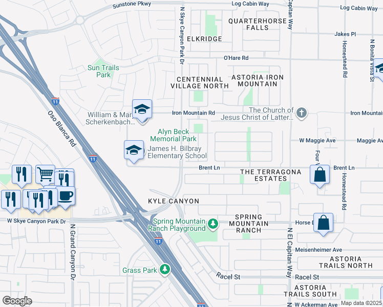 map of restaurants, bars, coffee shops, grocery stores, and more near 8912 Rendon Street in Las Vegas