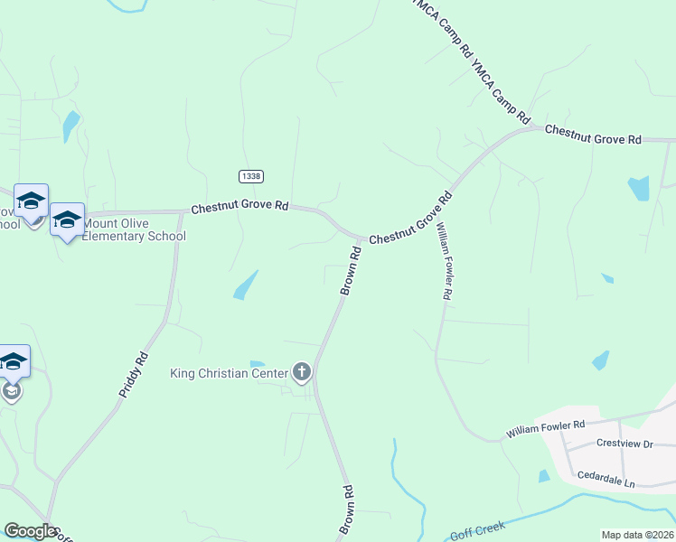 map of restaurants, bars, coffee shops, grocery stores, and more near 1119 Brown Road in King