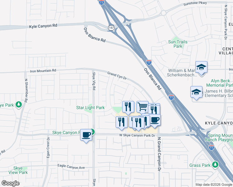 map of restaurants, bars, coffee shops, grocery stores, and more near 9901 Cullin Range Avenue in Las Vegas
