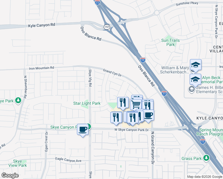 map of restaurants, bars, coffee shops, grocery stores, and more near 9901 Cullin Range Avenue in Las Vegas
