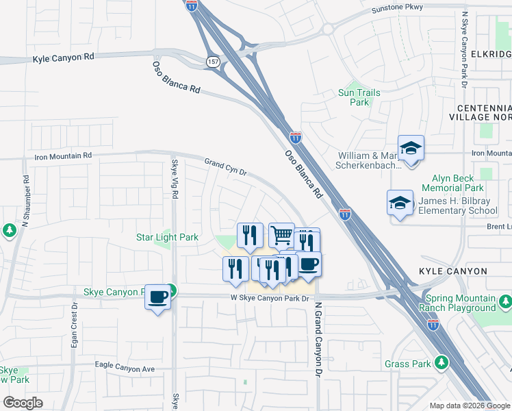 map of restaurants, bars, coffee shops, grocery stores, and more near in Las Vegas