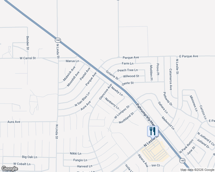 map of restaurants, bars, coffee shops, grocery stores, and more near 6721 Nook Place in Pahrump
