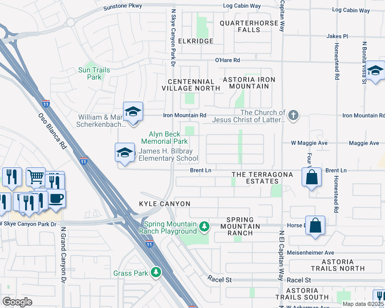 map of restaurants, bars, coffee shops, grocery stores, and more near 8916 Ochoa Street in Las Vegas