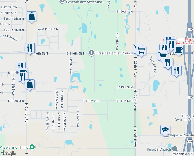 map of restaurants, bars, coffee shops, grocery stores, and more near 11325 North 123rd East Avenue in Collinsville
