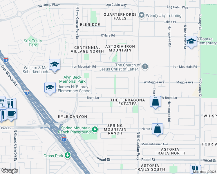 map of restaurants, bars, coffee shops, grocery stores, and more near 9000 West Wolf Dancer Avenue in Las Vegas