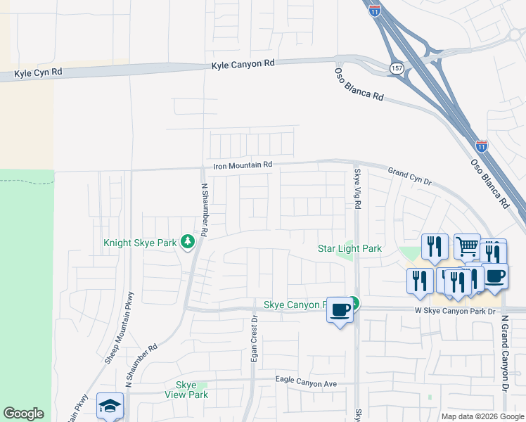 map of restaurants, bars, coffee shops, grocery stores, and more near 9003 Shifting Skye Street in Las Vegas