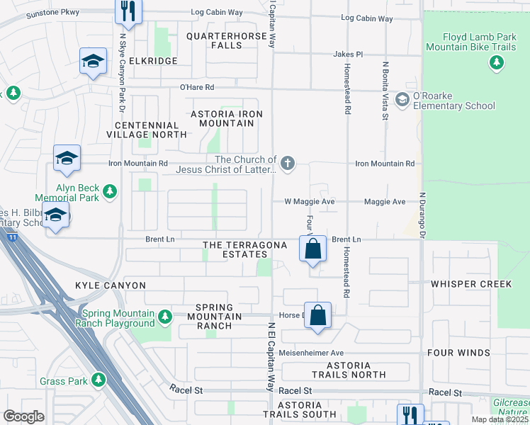 map of restaurants, bars, coffee shops, grocery stores, and more near 9000 Silk Bonnet Court in Las Vegas