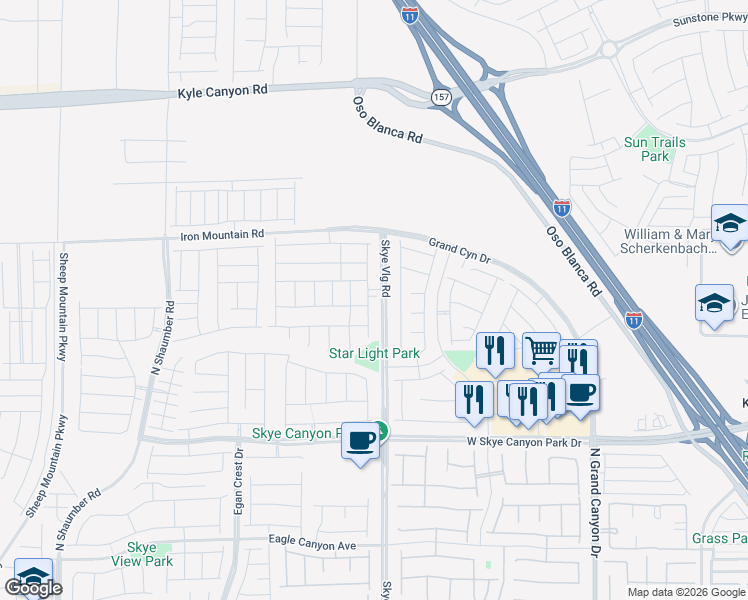 map of restaurants, bars, coffee shops, grocery stores, and more near 8988 Indigo Rose Street in Las Vegas