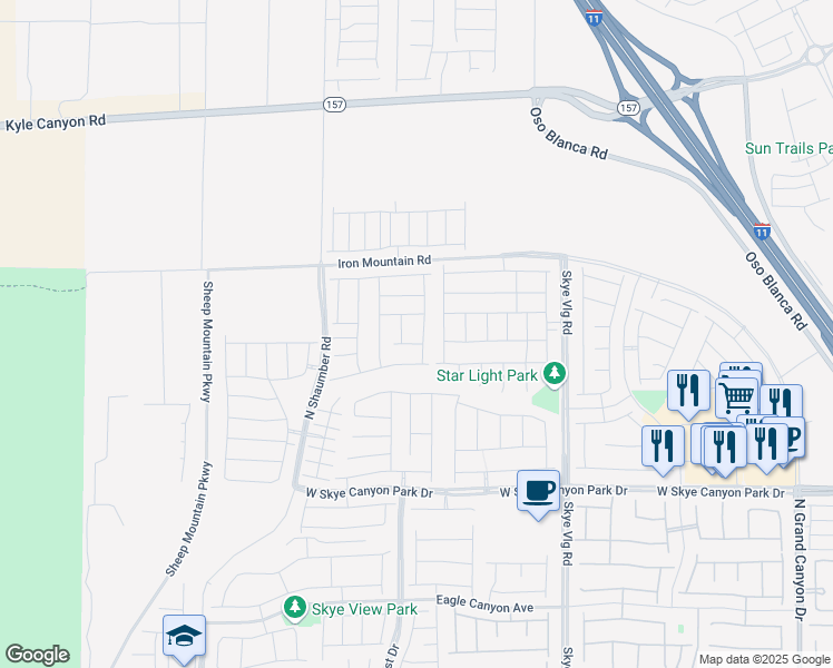 map of restaurants, bars, coffee shops, grocery stores, and more near 9003 Shifting Skye Street in Las Vegas