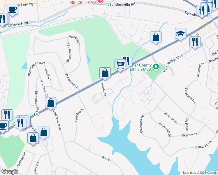 map of restaurants, bars, coffee shops, grocery stores, and more near 537 East Main Street in Hendersonville