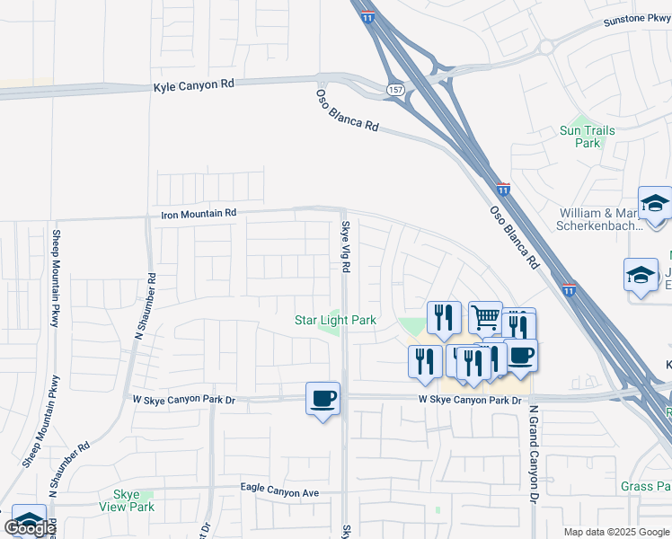map of restaurants, bars, coffee shops, grocery stores, and more near 8994 Indigo Rose Street in Las Vegas