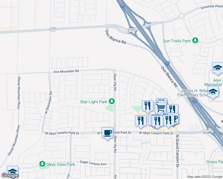 map of restaurants, bars, coffee shops, grocery stores, and more near 8994 Indigo Rose Street in Las Vegas
