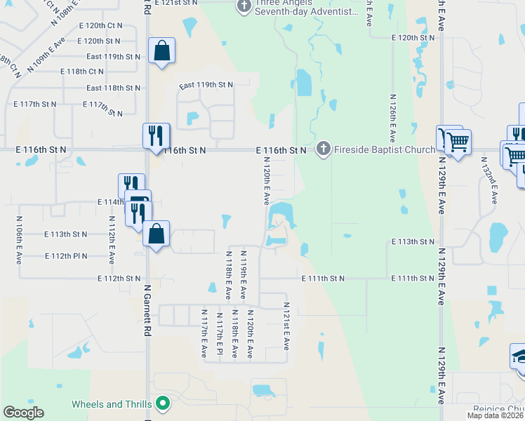 map of restaurants, bars, coffee shops, grocery stores, and more near 11392 North 120th East Avenue in Owasso
