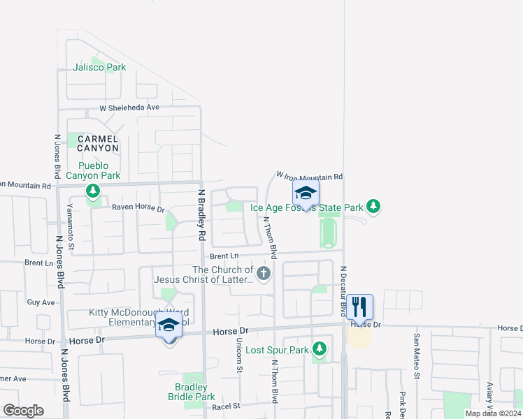 map of restaurants, bars, coffee shops, grocery stores, and more near 8708 Palomino Ranch Street in Las Vegas