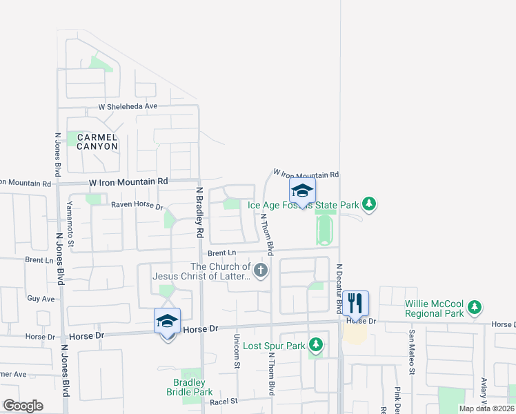 map of restaurants, bars, coffee shops, grocery stores, and more near 8708 Palomino Ranch Street in Las Vegas