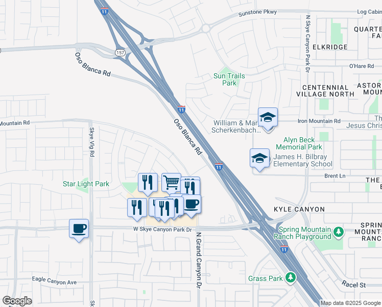 map of restaurants, bars, coffee shops, grocery stores, and more near 8888 North Grand Canyon Drive in Las Vegas