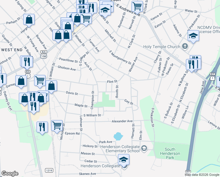 map of restaurants, bars, coffee shops, grocery stores, and more near 420 Owen Street in Henderson