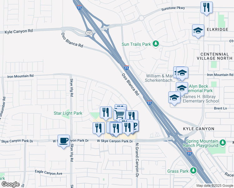 map of restaurants, bars, coffee shops, grocery stores, and more near 8898 Sasquatch Run Avenue in Las Vegas
