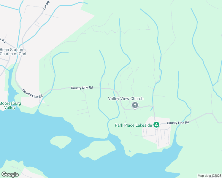 map of restaurants, bars, coffee shops, grocery stores, and more near County Line Road in Mooresburg