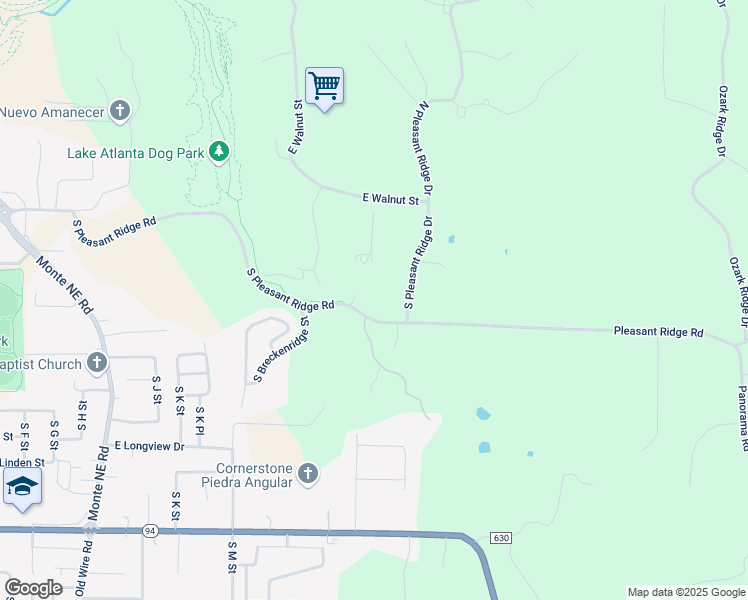 map of restaurants, bars, coffee shops, grocery stores, and more near 2119 South Pleasant Ridge Road in Rogers