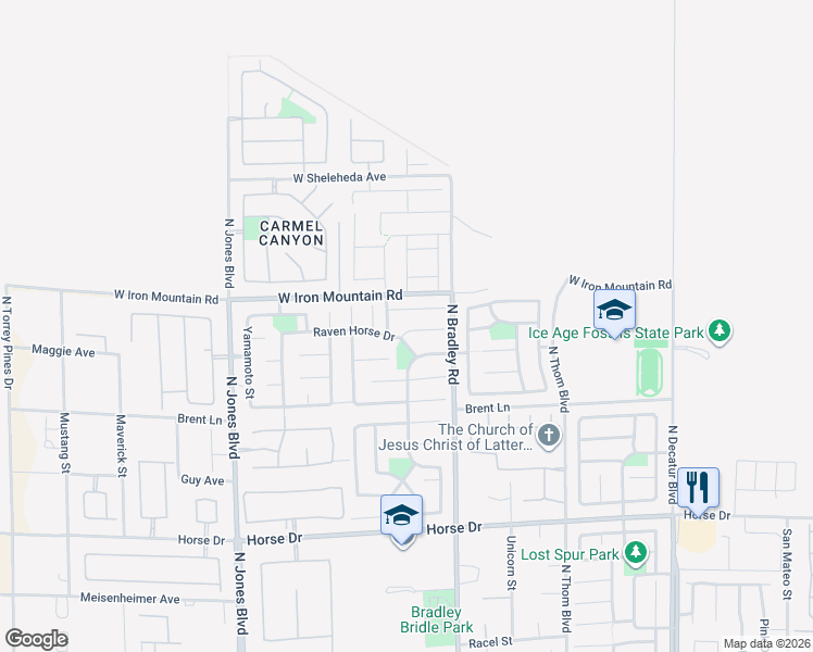 map of restaurants, bars, coffee shops, grocery stores, and more near 5536 Ghost Rider Court in Las Vegas