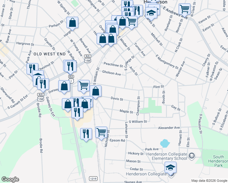map of restaurants, bars, coffee shops, grocery stores, and more near 842 Nicholas Street in Henderson