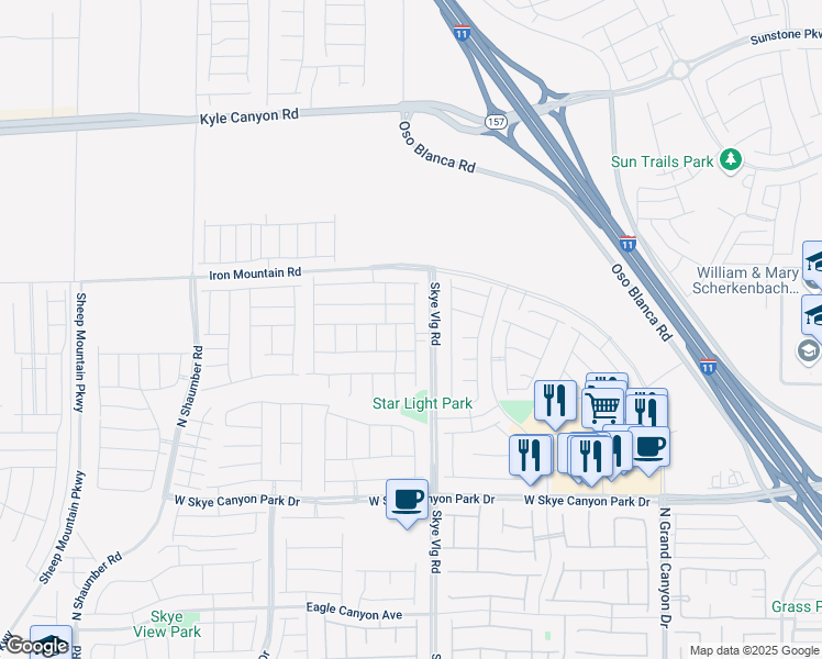 map of restaurants, bars, coffee shops, grocery stores, and more near 10119 Sequoia Glen Avenue in Las Vegas