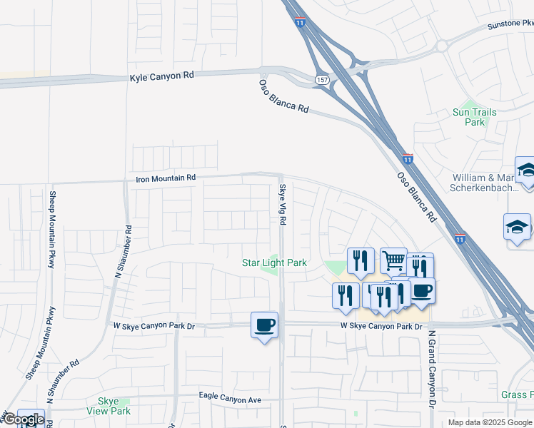 map of restaurants, bars, coffee shops, grocery stores, and more near 10119 Sequoia Glen Avenue in Las Vegas