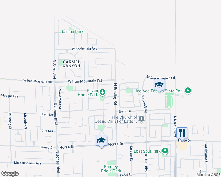 map of restaurants, bars, coffee shops, grocery stores, and more near 5512 Ghost Rider Court in Las Vegas