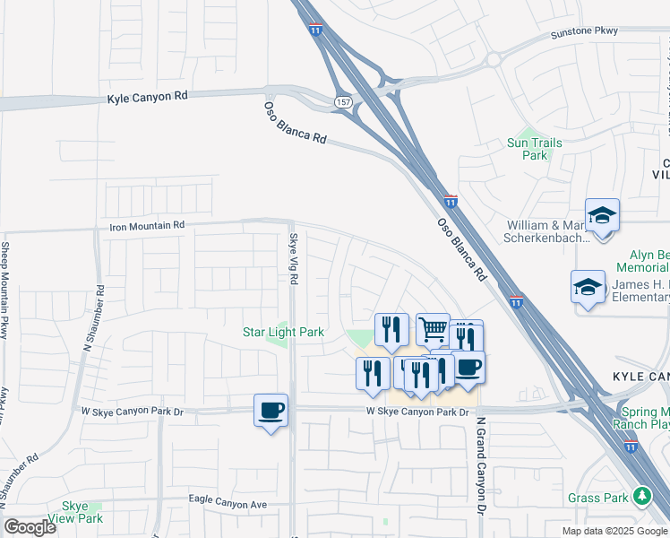 map of restaurants, bars, coffee shops, grocery stores, and more near 9022 Skye Canyon Ranch Street in Las Vegas