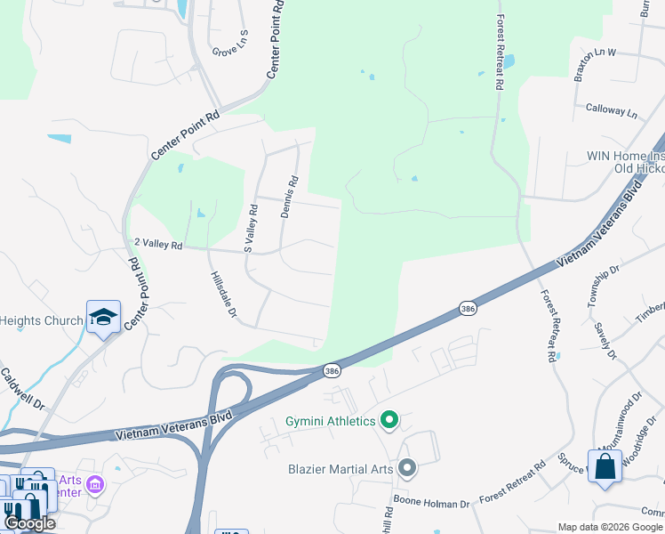 map of restaurants, bars, coffee shops, grocery stores, and more near 135 Dennis Road in Hendersonville